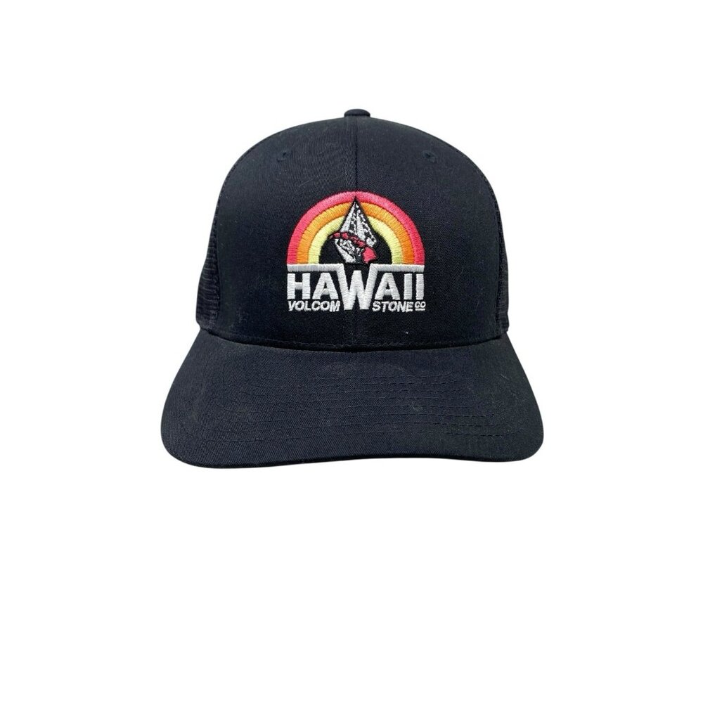 Volcom Stone Hawaii Surf‎ Logo Flex Fit Hat Black Small-medium Cap Surfer Skater